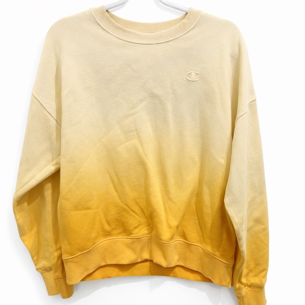 Champion Women Small Yellow Crewneck Sweater with Ombre Effect